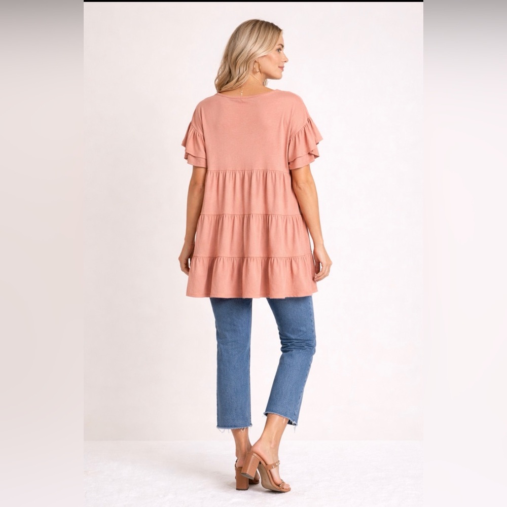 Beeson River BabyDoll Tiered Top in Dusty Pink ~ Size X-Large ~ NWOT - Picture 4 of 8